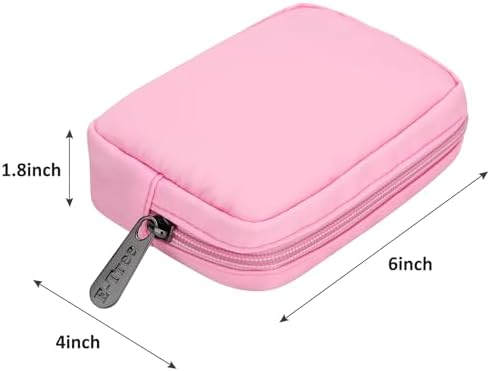 E-Tree Cute Small Makeup Bag, Cosmetic Toiletry Skin Care Make up Little Items Pouch for Purse,Zipper Mini Tech Charger Cable Electronic Organizer Case,Travel Accessories,Pink - Image 4