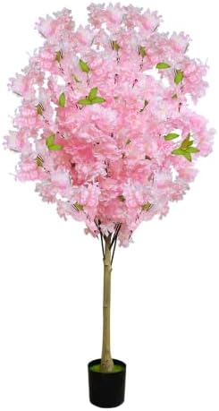 4FT Artificial Cherry Blossom Tree,Faux Cherry Blossom Tree in Pot, Faux Sakura Tree with Pink Flowers,Artificial Flower Plant for Indoor Decor, Entryway,Front,Living Room,Office by Unknown