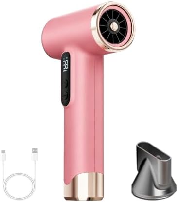 Cordless Rechargeable Hair Dryer, 15000mAh Battery Operated,USB Portable Blow Dryer，3 Adjustable Hot and Cold Air Settings, Used for Travel, Camping, and RV. by SLNevnmoe