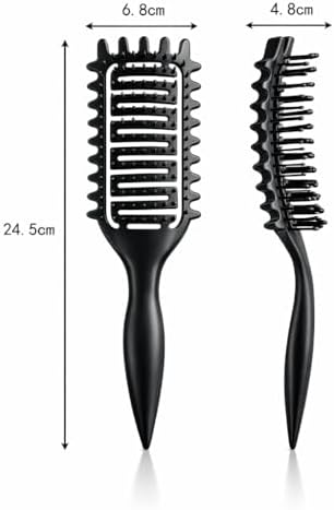 Curl Defining Brush for Curly Hair, Vented Detangling Hair Brush for Wet and Dry Styling, Curved Brush for Shaping and Smoothing Curl Clumps, Lightweight Hair Brush （Black） - Image 3