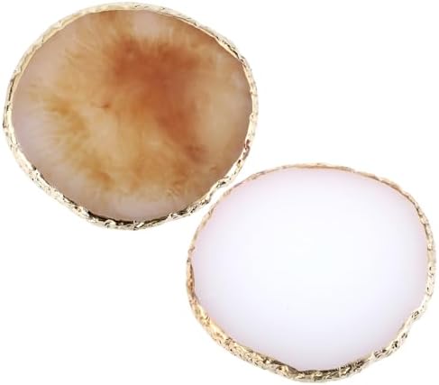 2 Pcs Resin Nail Art Palette Set, Gold Edge, Coffee & White - Image 2