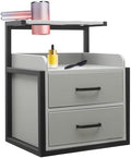 Bepritm Suspended Salon Station, Wall Mounted Salon Cabinet with 2 Drawers & Hair Dryer Stand, Wall Mounted Salon Storage Cabinet for Hair Salon, Bathroom, Bedroom (Black+Gray) by Unknown