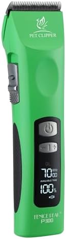 Professional Dog Grooming Clippers with 17H Runtime & Replaceable 440C Blade, 5-Speed Low Noise Electric Dog Shaver for Thick, Matted, Curly Hair, Cordless Clipper for Groomer & Home Use, Green by FenicePeak