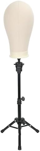 FUTAI 22 inches Canvas Mannequin Head with Tripod Stand Wig Cap T Pins Rat Tail Comb and Hairpins for Wig Making Practice Styling Training Display - Image 5