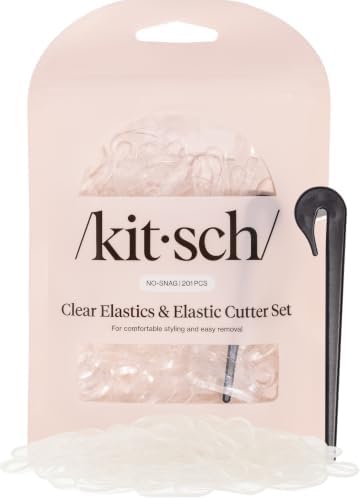 Kitsch Clear Hair Rubber Bands & Black Hair Tie Cutter Tool Set - 200 pcs by Kitsch