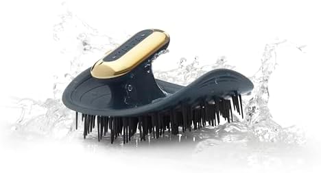 MANTA Pulse Electric Scalp Massage Brush – Wet Exfoliating Scalp Massager, Shampoo Brush for Hair Growth with Shower Holder, Blue by MantaHair