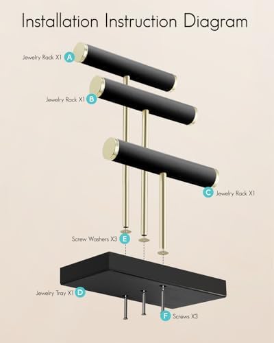VLANDO Jewelry Organizer, 3 Tier Jewelry Bracelet Necklace Holder with Tray - Image 5