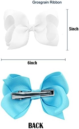 2 PCS 6inchs Hair Bows for Girls Grosgrain Ribbon Hair Bow Alligator Clips Hair Accessories for Baby Girls Toddlers(White) - Image 2