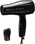 Hot Beauty 1875 Ceramic Hair Dryer, Powerful Fast Drying, Multi-Setting with Comb Attachment, Additional Detangler Included, Slide Bar Switch, Compact for Home & Travel (Black) by HotBeauty
