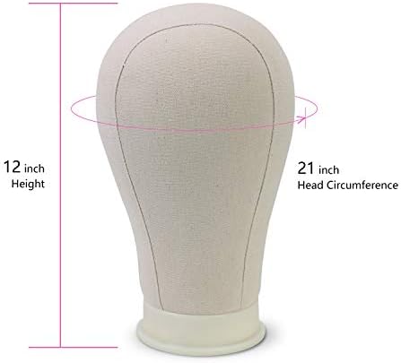 21Inch Canvas Block Wig Head Stand Set for Wig Heads Display Styling Making - Image 2