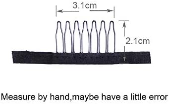 YANTAISIYU 50 pcs/lot Wig Combs for Making Wig Caps 7-teeth Hair Clips Steel Teeth with Cloth Wig Combs for Hairpiece Caps (Black) - Image 3