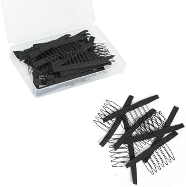 100 Pieces Wig Combs, 7-teeth Wig Clips to Secure Wig, Wig Accessories Tools For Making Wig Caps, Black (100 Pcs) by JIUSERLU