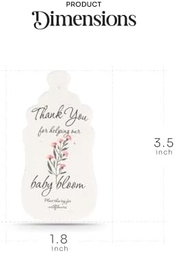 5 Pink Baby Bottle-Shaped Gift Wrap Tags with Wildflower Seeds - Image 2