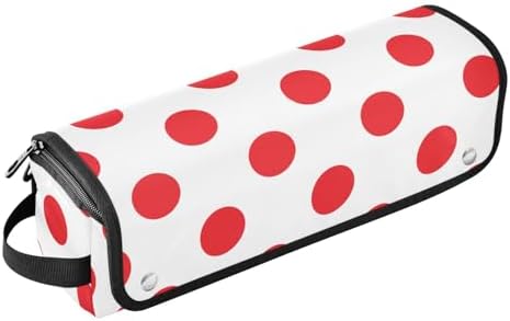 Polka Dot Red White Hair Tools Travel Bag Travel Organizer Pouch Portable Carrying Case with Heat Resistant Mat for Curling Iron Hair Dryer Flat Irons by PJXTH