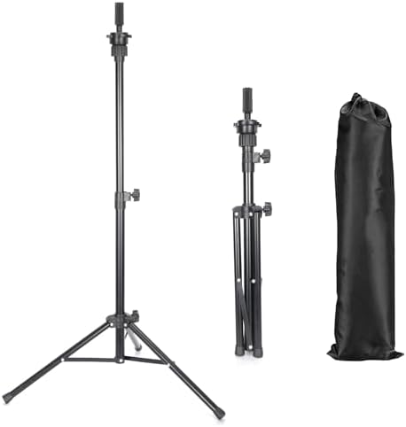 Mannequin Head Stand, Adjustable Wig Head Stand, Reinforced Metal Mannequin Head Stand Wig Stand Tripod for Cosmetology Hairdressing Training (black, 48inch) by Unknown