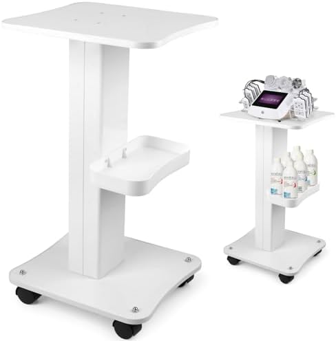 3 Tier Aluminum Salon Trolley Cart with Wheels, Beauty Station, White by FozsKeylf