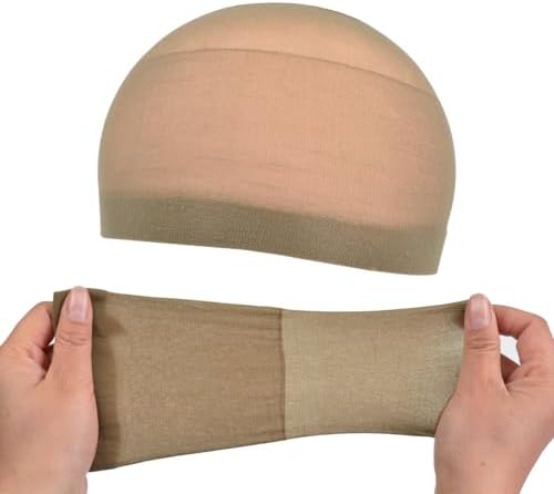 4 Pcs Wig Caps Stretchy Nylon Wig Stocking Caps for Women, Light Brown - Image 3