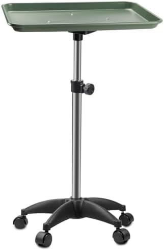 Salon Tray On Wheels Tattoo Tray Rolling Trolley Adjustable Height Storage Utility Cart for Clinic Spa Rolling Tray (Black) (Green) by Roixeeds
