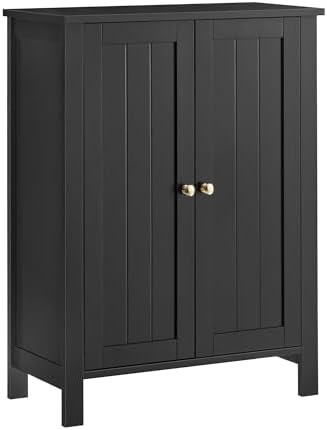 VASAGLE Bathroom Floor Storage Cabinet,2 Adjustable Shelves,Ink Black by VASAGLEbySONGMICSHOME