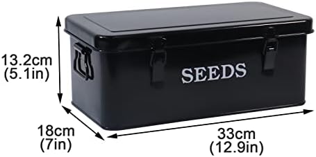Seed Saving Box, Metal Seed Bin, Seed Storage Organizer, Seed Packet Container with Lid, Seed Envelope Storage Box, 4 Compartments Garden Seed Bin with Safety Locks-Black - Image 3
