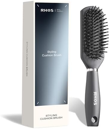 RHOS Hair Brush for Men - Detangler Hair Brush for Styling/Massage - Nylon Bristles with Cushion for Wet & Dry Hair, Bangs, Thin, Short Hair - Gray by RHOS