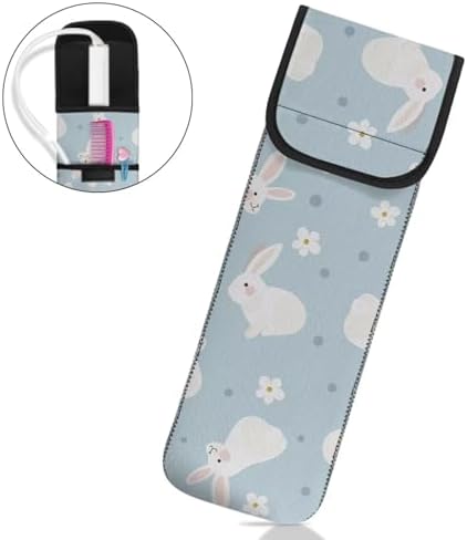 Heat-Resistant Travel Neoprene Storage Pouch Case Bag with Two Pocket for Flat Iron, Straightener, Curling Wand/Curling Iron Rabbit - Image 7