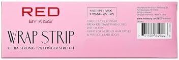 Red by Kiss Hair Wrapping Strip, Ultra Strong 2X Longer Stretch, 40 Strips, Suitable for Wet/Dry Hair, White, Styling Paper for Sleek Hairstyles (3.5", Black, 6 PACK) - Image 6