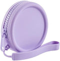 Small Silicone Makeup Bag for Women Round Purse Essentials Portable Cosmetic Accessories Organizer Small Travel Kit Storage Pouch (Purple) by WHHJM