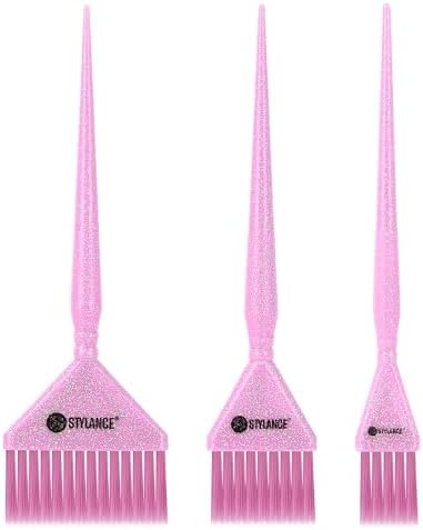 Glitter Hair Dye Brush Set, Hair Color Brush, 3 Sizes Pink Tint Brushes for Professional Hair Coloring, Root Touch-Up & Hair Treatment, Salon & Home Use by MEN%27S+GROOMING+BARBER+PRO