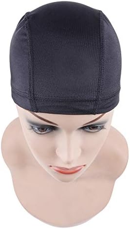 YANTAISIYU 5 Pcs/Lot Black Dome Cap Wig Caps Stretchy Wig Cap with Wide Elastic Band for Making Wig (Dome Cap L) - Image 5