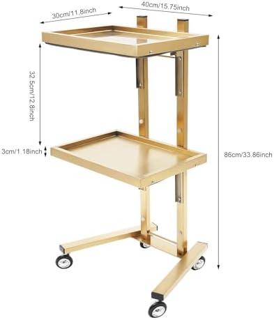 2 Tier Metal Rolling Cart, Foldable Utility Carts, Salon Tray Trolley - Image 5