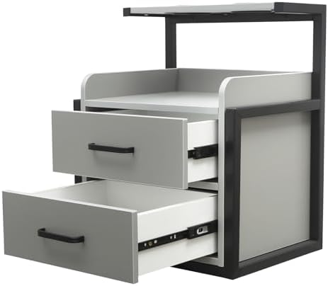 Bepritm Suspended Salon Station, Wall Mounted Salon Cabinet with 2 Drawers & Hair Dryer Stand, Wall Mounted Salon Storage Cabinet for Hair Salon, Bathroom, Bedroom (Black+Gray) - Image 4