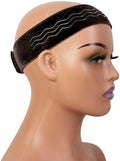 Wig Grip Band Flexible Velvet Scarf Adjustable Comfort Band Headband Wig Comfort Non-Slip Adjustable Fasten Wig Bands with Wavy Silicone (Dark Brown) by HairTrustyPartner