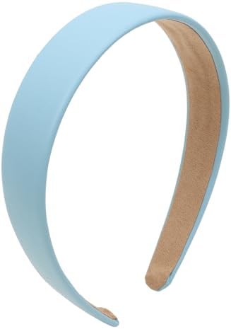 Blue Headband Leather Headband for Women Plastic Hard Head Band Solid Colors 1 Inch Thin Hair Bands Holiday Cosplay Hair Accessories by Uintoon