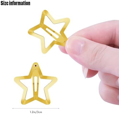 Star Hair Clips 2000s Y2K Hair Accessories-30 PCS 1.18"-Gold Silver - Image 2