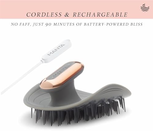 MANTA Pulse Electric Scalp Massage Brush – Wet Exfoliating Scalp Massager, Shampoo Brush for Hair Growth with Shower Holder, Grey - Image 6