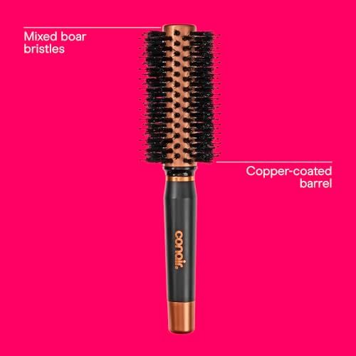 Conair Round Hair Brush, Quick Dry Copper, Boar & Nylon Bristles - Image 3