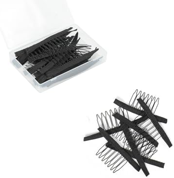 50 Pieces Wig Combs Wig Clips Wig Combs to Secure Wig 7-teeth Wig Accessories Tools For Making Wig Caps Wig Comb (Black,50 Pcs) by JIUSERLU