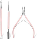 Makartt 3 Pcs Pink Cuticle Nipper Set, Stainless Steel Pusher & Scraper by Makartt