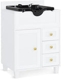 BarberPub Barber Storage Shampoo Station with Bowl & Cabinet 7131 (White) by BarberPub