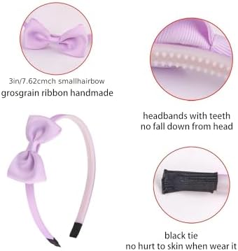 XIMA 20 Pcs Girls Bow Headbands, Grosgrain Ribbon Hairbands with Non-Slip - Image 4
