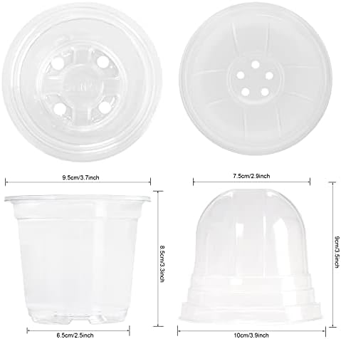 MIXC Nursery Pots with Humidity Dome, 4" Plant Pot 30 Pack, Transparent - Image 3