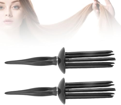 Curling Roller Comb Hairdressing Tool Soft for Curly Hair with 17 Teeth for Professional Salon Use Black Plastic 2 Pieces - Image 2