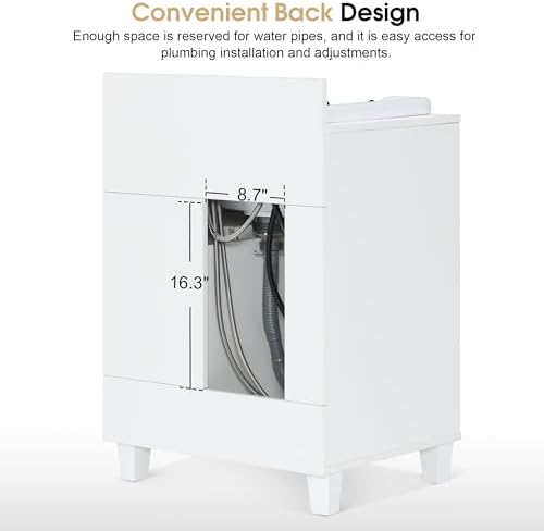 BarberPub Storage Shampoo Station with Bowl & Cabinet 7131 (All White) - Image 6