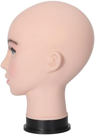 Bald Female Mannequin Head 21.6 Inches Big Head Circumference Makeup Training Head Wig Head Professional Cosmetology for Wig Making Hat Helmet Glasses Display Head Model with Clamp Stand - Image 6