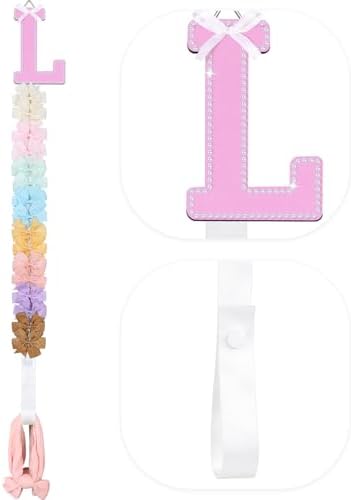 POVETIRE Letter Bow Holder Hair Bow Organizer, Ribbon Hair Clips Storage Hair Bows Hanging Baby Headband Holder Hair Accessories Organizer Display Decors Baby Nursery Toddler Girls Room-L by POVETIRE