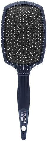 Fromm Intuition Invigorating Detangler Brush, Wet & Dry Detangling Hair Brush with Metal Scalp Massaging Pins, Blue Anti-Static Brush All Hair Types, Flexible Cushion Base for Easy Detangling by Fromm
