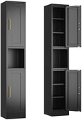 Ckzbx Tall Narrow Storage Cabinet 66.93" H Tall Bathroom Cabinets Metal Pantry Cabinet, 4 Adjustable Shelves for Kitchen, Home Office, Living Room, Dinning Room (12 inches Wide Black) by Ckzbx