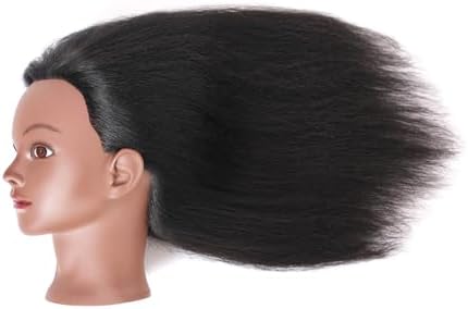 Mannequin Head with 100% Real Hair, 14" Cosmetology Mannequin Manikin Training Practice Doll Head for Hairdresser Braiding Hair Styling Hairdressing and Clamp Holder- Black - Image 4