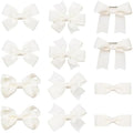 12-Pack 3" Off White Grosgrain Hair Bows for Girls, Handmade Alligator Clip Barrettes, Everyday Hair Accessories for Toddlers, Kids, Teens, Secure Non-Slip Styling in Pairs by KCHIES-AccessoryCollection